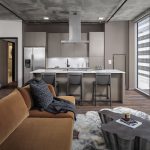Apartment living room at 5th and Broadway development in Nashville, TN