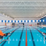 Interior image of Westview YMCA's eight lane pool