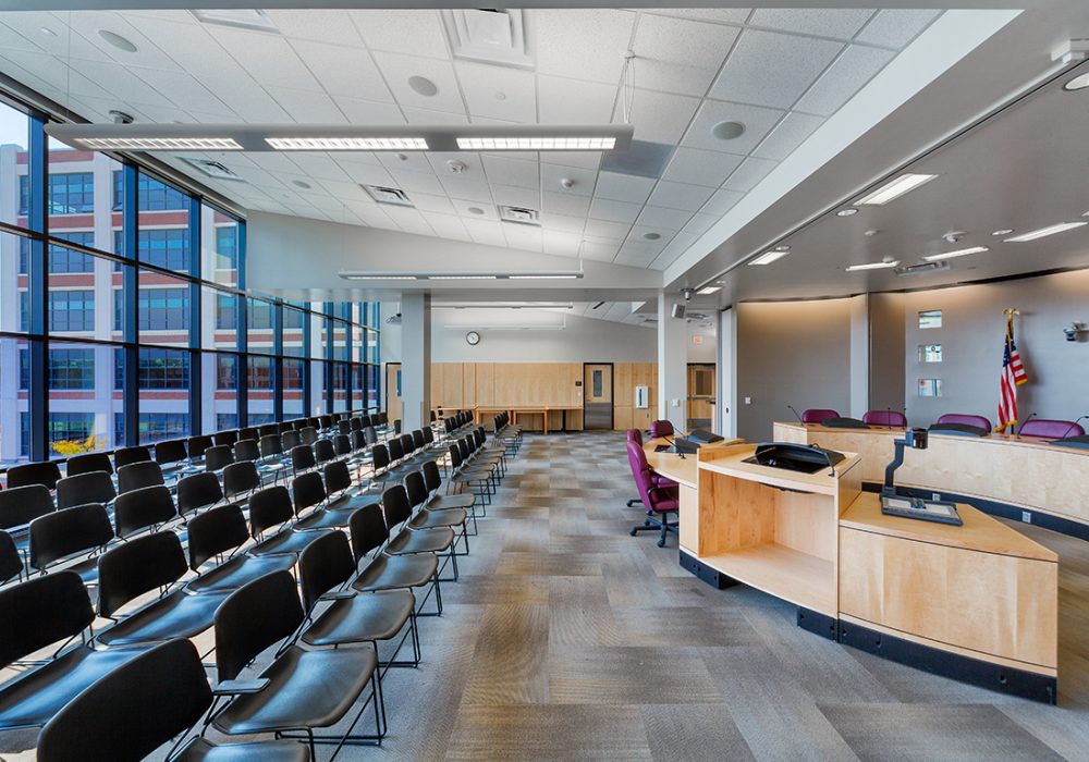 Interior shot of Des Moines' Central Campus' training room space