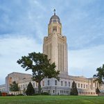 View of the exterior of the Nebraska State Capitol building