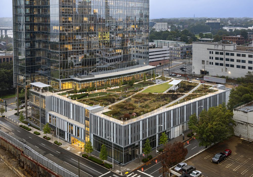 Exterior view of the 600 Canal Place Green Roof
