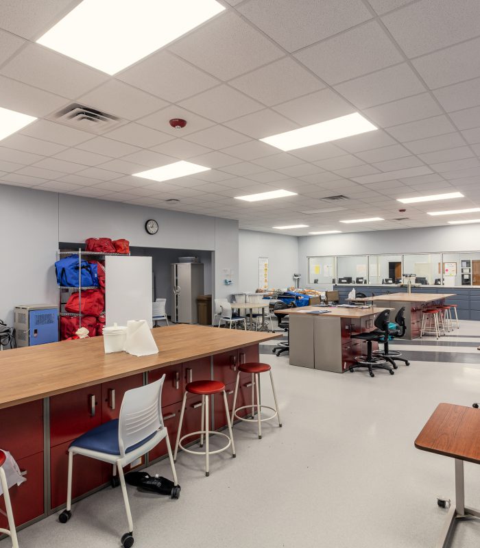 Interior image of the Canadian Valley Technology Center's Cowan Campus building's medical lab and classroom space