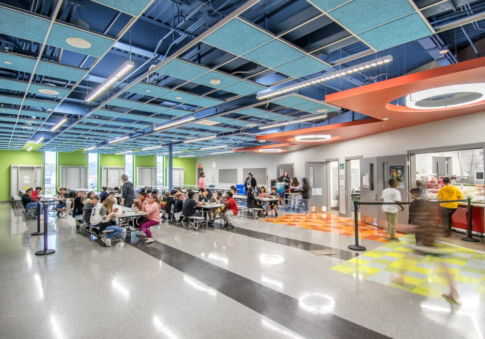 Interior image of Omaha Public Schools' Forest Station Elementary cafeteria