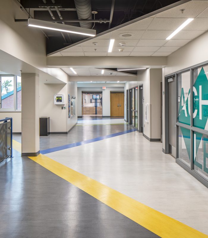 Interior image of Omaha Public Schools' Pine Elementary hallway