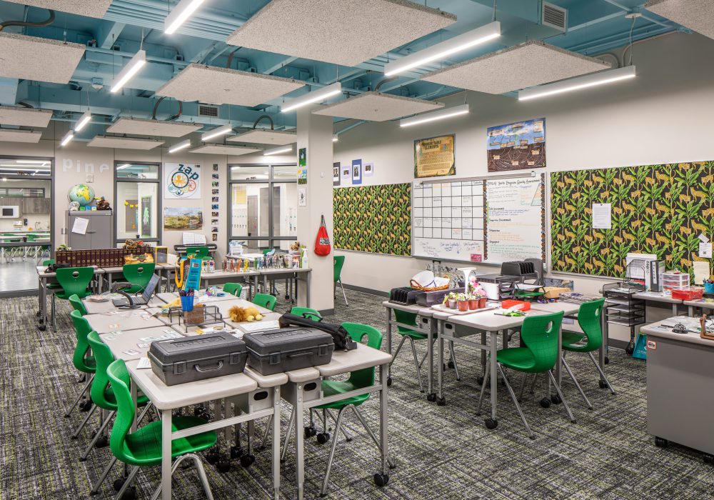 Interior image of Omaha Public Schools' Pine Elementary classroom