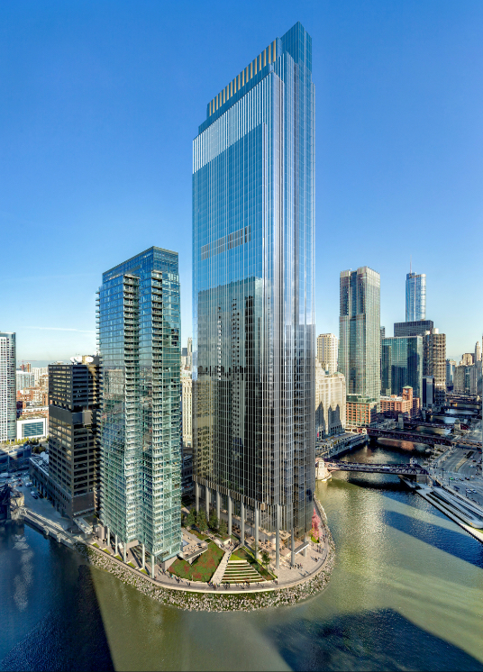 Salesforce Tower Chicago - Arial View from the Chicago River